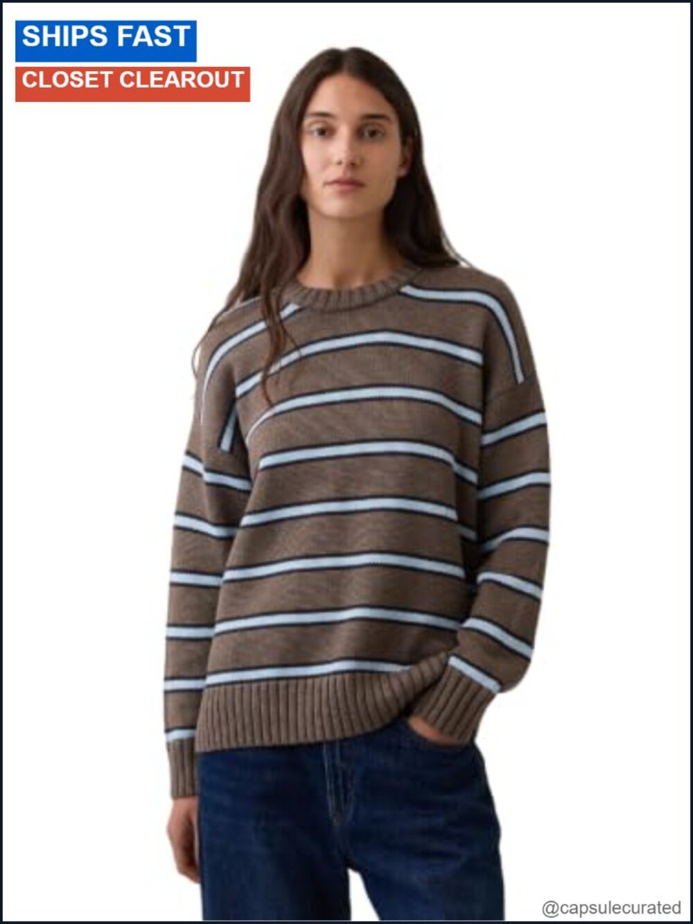 Oversized Boyfriend Crewneck Pullover Sweater Soft Knit Ribbed